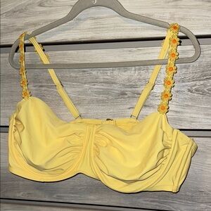 Yellow Floral Strap Bikini Top